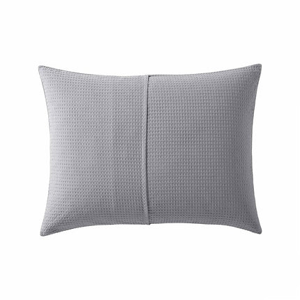 Vera Wang - Queen Duvet Cover Set, Luxury Cotton Bedding with Button Closure, Includes Matching Shams (Waffle Pique Pewter Grey, Queen)