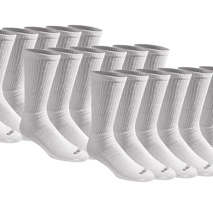 Dickies Men's Cotton Blend Cushioned Work Crew Socks, Available in L-XL, 36, White (18 Pairs), Large (Pack of 18)