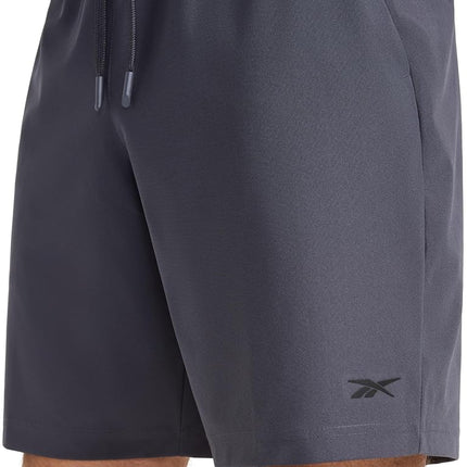 Reebok Apparel Men's Jumpstart 8” Short, Standard Fit, Lightweight Poly Fabric, Ebony, Small