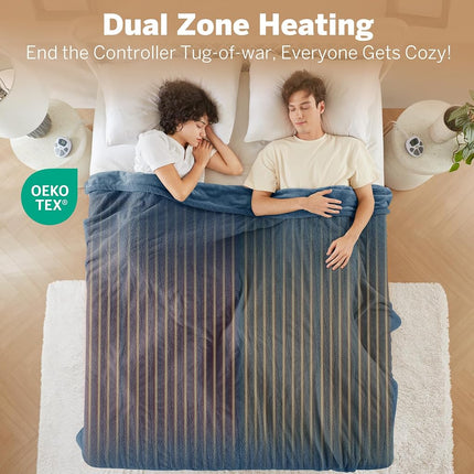Manta Eléctrica Serta Térmica, Manta Eléctrica Tamaño Queen, Suave, Cálida, Difusa, Manta Calefactora Queen para Oficina, Sofá, Temporizador de Apagado Automático de 1-12 Horas, 10 Niveles de Calentamiento, Certificación ETL, Queen 84" x 90" Azul Marino