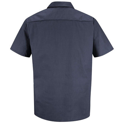 Red Kap Men's Geometric Micro-Check Work Shirt, Blue/Charcoal, Short Sleeve 2X-Large