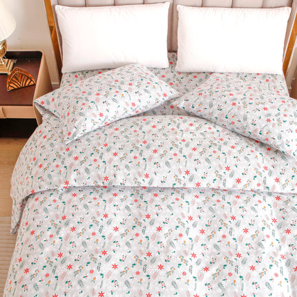 Elegant Comfort Ultra Soft 4-Piece 100% Turkish Cotton Flannel Sheet Set - Holiday Christmas Flannel Sheets, Warm and Cozy Anti-Pill Premium Quality, Deep Pocket Fitted Sheet- Twin XL, Poinsettia