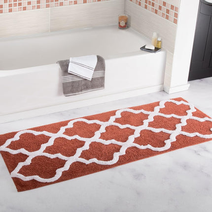 Bedford Home 67A-78607 100% Cotton Trellis Bathroom Mat-24"x60", Brick