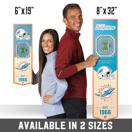 YouTheFan NFL Miami Dolphins Hard Rock Stadium 3D Stadium Banner - 8" x 32", Turquoise