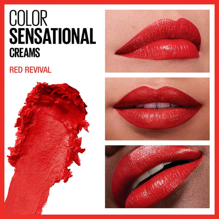 Maybelline New York Lápiz Labial Color Sensational, Red Revival 645, 0.15 Onzas