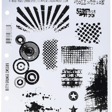 Stampers Anonymous Tim Holtz Large Cling Rubber Stamp Set, Bitty Grunge