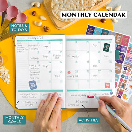 Legend Wellness Planner & Food Journal – Daily Diet & Health Journal with Weight Loss, Measurement & Exercise Trackers – Lifestyle & Nutrition Diary – Lasts 6 Months, A5 size – Dark Teal