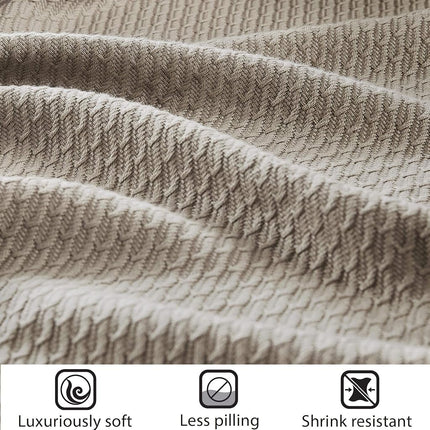 Madison Park Soft Certified 100% Egyptian Cotton Breathable Cozy Blanket, Premium Waffle Knit Classic Design, Luxury All Season Lightweight Cover for Bed, Couch and Sofa, Khaki Twin(66"x90")
