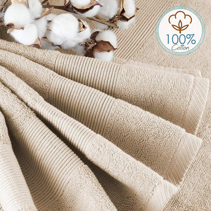 Hearth & Harbor 100% Ring Spun Cotton Bath Towels for bathroom - Luxury Bathroom Towels - Soft & Highly Absorbent Bath Towels Set, 10 Piece Set (2 Bath Towels, 2 Hand Towels, 6 Washcloths) - Cream