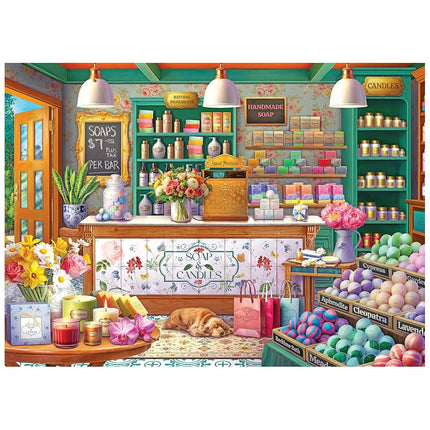 RoseArt - Kodak Premium 1000 Piece Jigsaw Puzzle for Adults – Soap & Candle Shop – Cozy Boutique with Flowers, Candles & Bath Bombs – Relaxing Home Décor Scene – 26.625 x 19.25 Inches
