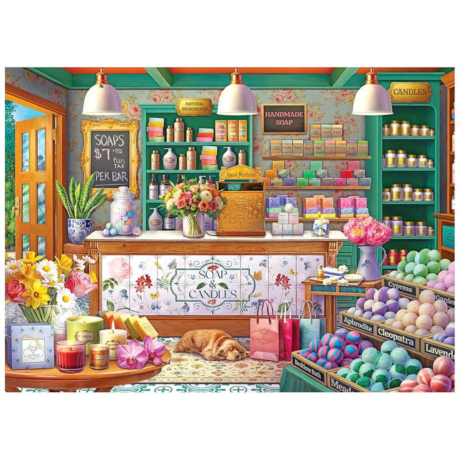 RoseArt - Kodak Premium 1000 Piece Jigsaw Puzzle for Adults – Soap & Candle Shop – Cozy Boutique with Flowers, Candles & Bath Bombs – Relaxing Home Décor Scene – 26.625 x 19.25 Inches
