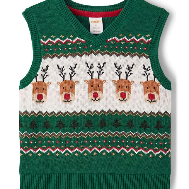 Gymboree Boys' and Toddler Sweater Vests, Reindeer Fairisle, 12