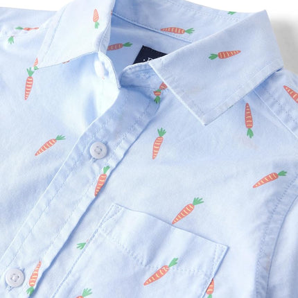 Chemises à manches longues boutonnées pour garçon The Children's Place, imprimé carottes bleues, très grand