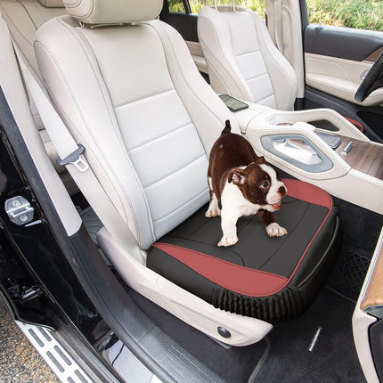 FH Group Car Seat Cushion – Durable PU Leather Car Seat Cushions, 2 Piece Front Set Car Seat Cushion, Bottom Seat Protector, Water Resistant Car Seat Cover for Sedan, Truck, SUV Burgundy