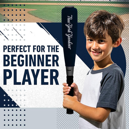 Franklin Sports New York Yankees Foam Bat & Ball Set - 21" Soft Jumbo Team Baseball Bat and Ball Team Logo - MLB Official Licensed Product, Blue