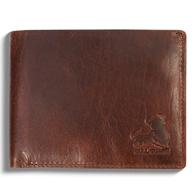 RFID Bifold Leather Wallet For Men with Flip Up ID