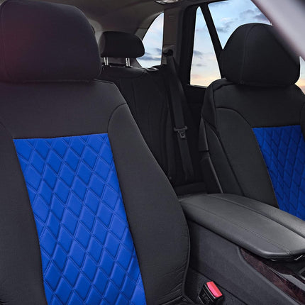 FH Group Front Set Neosupreme Car Seat Cover for Low Back Seats with Removable Headrest, Universal Fit, Airbag Compatible, Seat Cover for SUV, Blue/Black