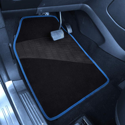 FH Group F14503 BLUE Color-Trimmed Liners Non-Slip Car Floor Mats with Rubber Heel Pad – Full Set