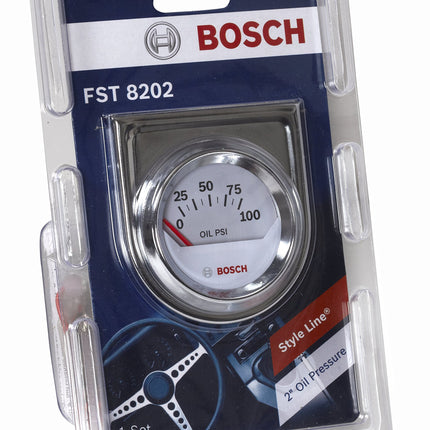 Bosch SP0F000041 Style Line 2 Electrical Oil Pressure Gauge (White Dial Face, Chrome Bezel) by Bosch