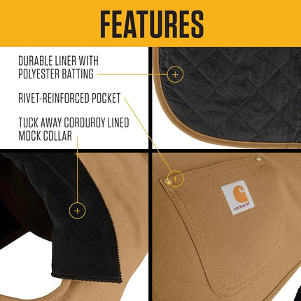 Carhartt Firm Duck Insulated Dog Chore Coat, Durable Weather Resistant Jacket for Cold and Windy Conditions, PFAS Free (Black), Small