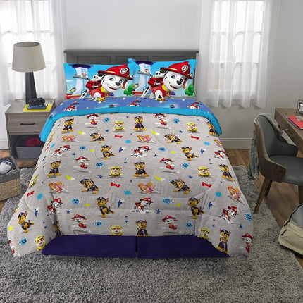 Franco Juego de cama infantil Paw Patrol, edredón supersuave y juego de sábanas, 5 piezas tamaño matrimonial (oficial) Nickelodeon, 99 x 190.5 cm