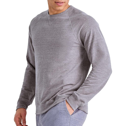 Hanes Men's Crewneck Sweatshirt, Tri-Blend French Terry, Black 50r Pe Heather, L