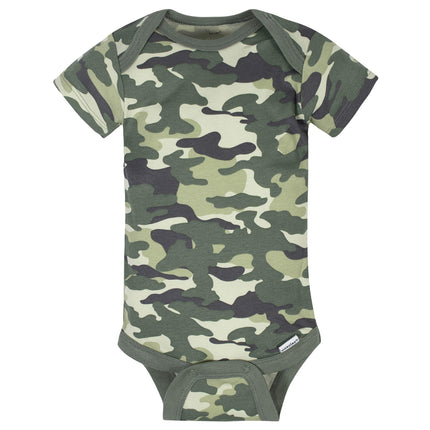 Gerber Baby Boys' 8-Pack Short Sleeve Onesies Bodysuits, Tiger Green, 12 Months