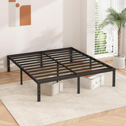 HLIPHA Metal Platform Bed Frame 16 Inch Tall,No Box Spring Needed,Queen Size Bed with Heavy Duty Strong Support Slats,Easy to Assemble,Black