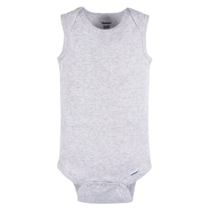 Gerber Unisex Baby Multi-pack Sleeveless Onesies Bodysuit, Grey Heather, 0-3 Months