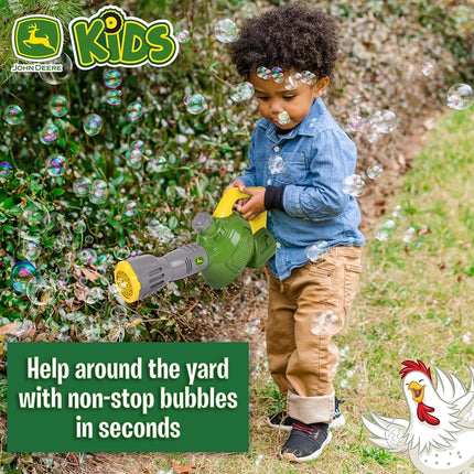 John Deere Bubble Leaf Blower Toy for Kids Includes 44oz Bubble Refill Gas Can, Outdoor Bubble Machine for Kids, Easy to Use, Outdoor Play, Great Gift Toddler 3+