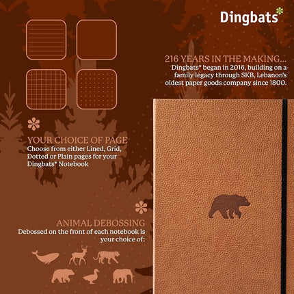 Dingbats* - Wildlife Lined Extra Large A4 Notebook - PU Leather Hardcover Journal for Work, Writing - Pocket, Elastic Closure, Pen Holder, Bookmark