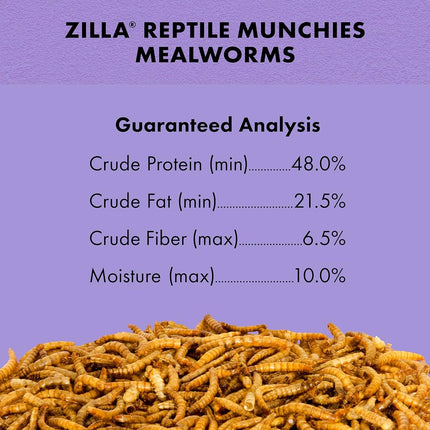 Zilla Reptile Food Munchies Mealworms for Pet Bearded Dragons, Leopard Geckos, Chameleons, Large Tropical Fish & Birds, 3.75-Ounce