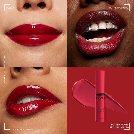 NYX PROFESSIONAL MAKEUP Butter Gloss, Lip Gloss, Non-Sticky - Red Velvet (Deep red)