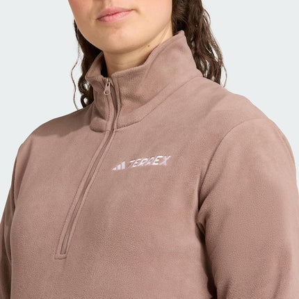adidas Women's Terrex Multi Essentials Half Zip Fleece Jacket, trace brown, XXL
