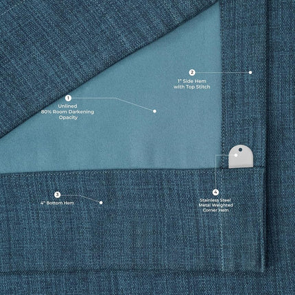 HPD Half Price Drapes Extra Wide Linen Room Darkening Curtain (1 Panel) 100 X 108, BOCH-LN21331-108-DW, Story Blue