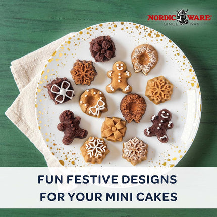 Nordic Ware 93748 Holiday Teacakes Cast Cakelet Pan, 3 Cup Capacity, Silver