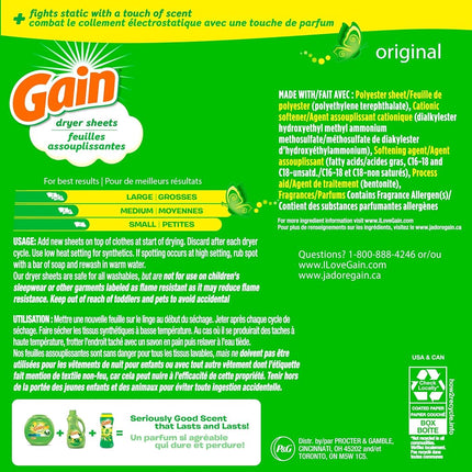 Gain Original Scent Tumble Dryer Sheets 240