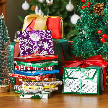 JOYIN 36PCS Christmas Fancy Foil Gift Card Boxes Holder with Ribbon, Christmas Decorative Wrapped Gift Card Money Box for Envelopes, 4.5" x 3.25" x 0.4" Xmas Party Birthday Presents Decor in 12 Design