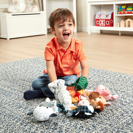 Marionetas de mano Barn Buddies de Melissa & Doug, juego de 6 (vaca, oveja, caballo, pato, gallina, cerdo)