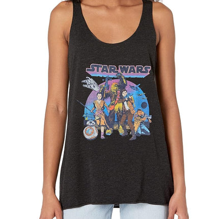 Star Wars Force Awakens Group Glow Women's Racerback Tank Top, Black Heather, Small