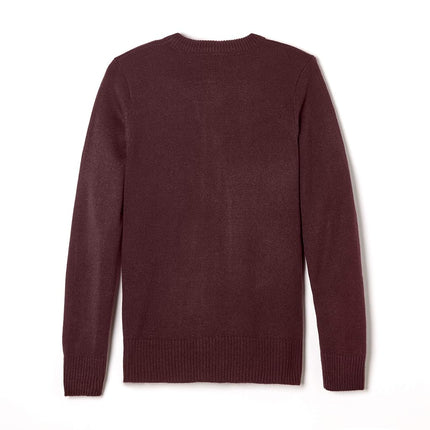 French Toast Girls' Anti-Pill Crew Neck Cardigan Sweater, Burgundy, 6 Years