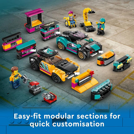 LEGO City Custom Car Garage 60389, Toy Set with 2 Customizable Cars, Mechanic Workshop and 4 Mini Figures, Birthday Gift Idea for Boys and Girls from 6 Years