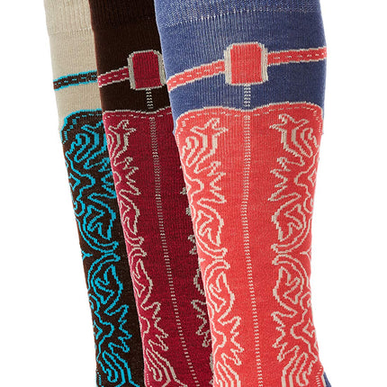 Wrangler Women's Ladies Wild West Boot Socks 3 Pai