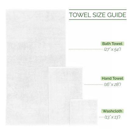 Elegant Comfort Luxury 6-Piece 100% Turkish Cotton Jacquard Braided Textured Premium Hotel Quality Towel Set– Soft and Absorbent, Includes 2 Bath Towels, 2 Hand Towels and 2 Washcloths, White