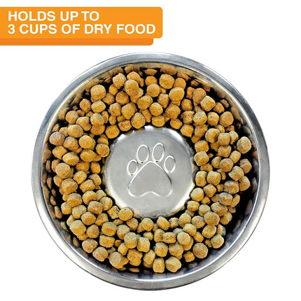 Neater Feeder - Express Model w/Slow Feed Bowl - Mess-Proof Dog Bowls (M/L, Grey) Made in USA � Elevated, No Spill, Non-Tip, Non-Slip, Raised Stainless Steel Food/Water Pet Bowls Aid Digestion