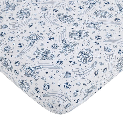 Disney Toy Story Outta This World Blue and Gray 3 Piece Nursery Crib Bedding Set - Comforter, Fitted Crib Sheet, and Crib Skirt, Navy (4763276P)