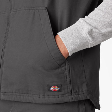 Dickies Men's Duck Canvas High Pile Fleece Lined Vest, Rinsed Slate, S