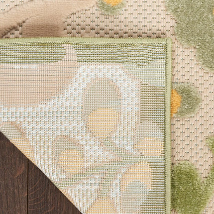 Nourison Aloha Indoor/Outdoor Ivory Green 2'3" x 8' Area Rug, Easy Cleaning, Non-Shedding, Bed Room, Living Room, Dining Room, Backyard, Patio, Deck (2x8)