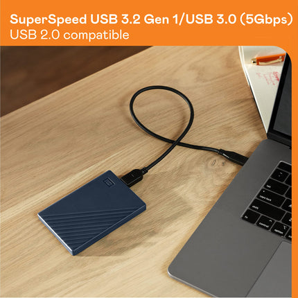 WD My Passport for Mac de 5 TB, almacenamiento externo portátil, USB 3.0, disco duro externo compatible con Mac, software de gestión de dispositivos, copia de seguridad y protección con contraseña, compatible con Time Machine, azul medianoche