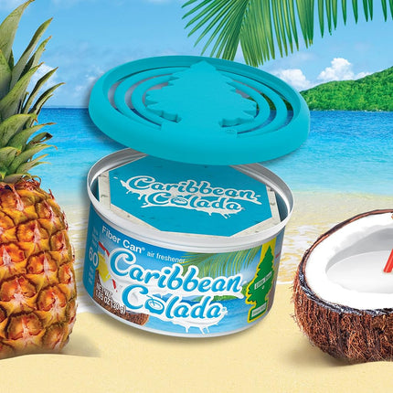 Little Trees Car Air Freshener. Fiber Can Provides a Long-Lasting Scent for Auto or Home. Adjustable Lid for Desired Strength. Caribbean Colada, 4 Air Fresheners